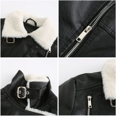 Veste chaude en cuir Sherpa pour femme