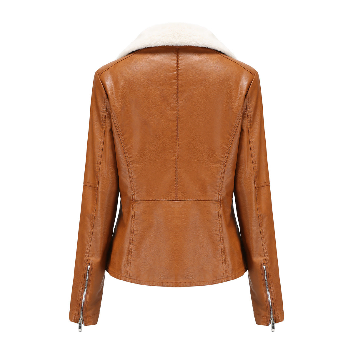 Women Warm Sherpa Leather Jacket