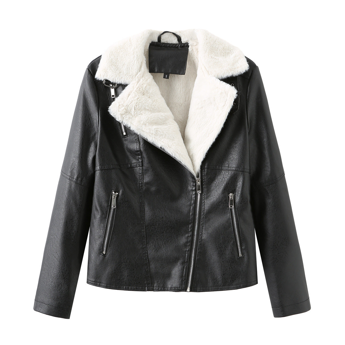 Women Warm Sherpa Leather Jacket