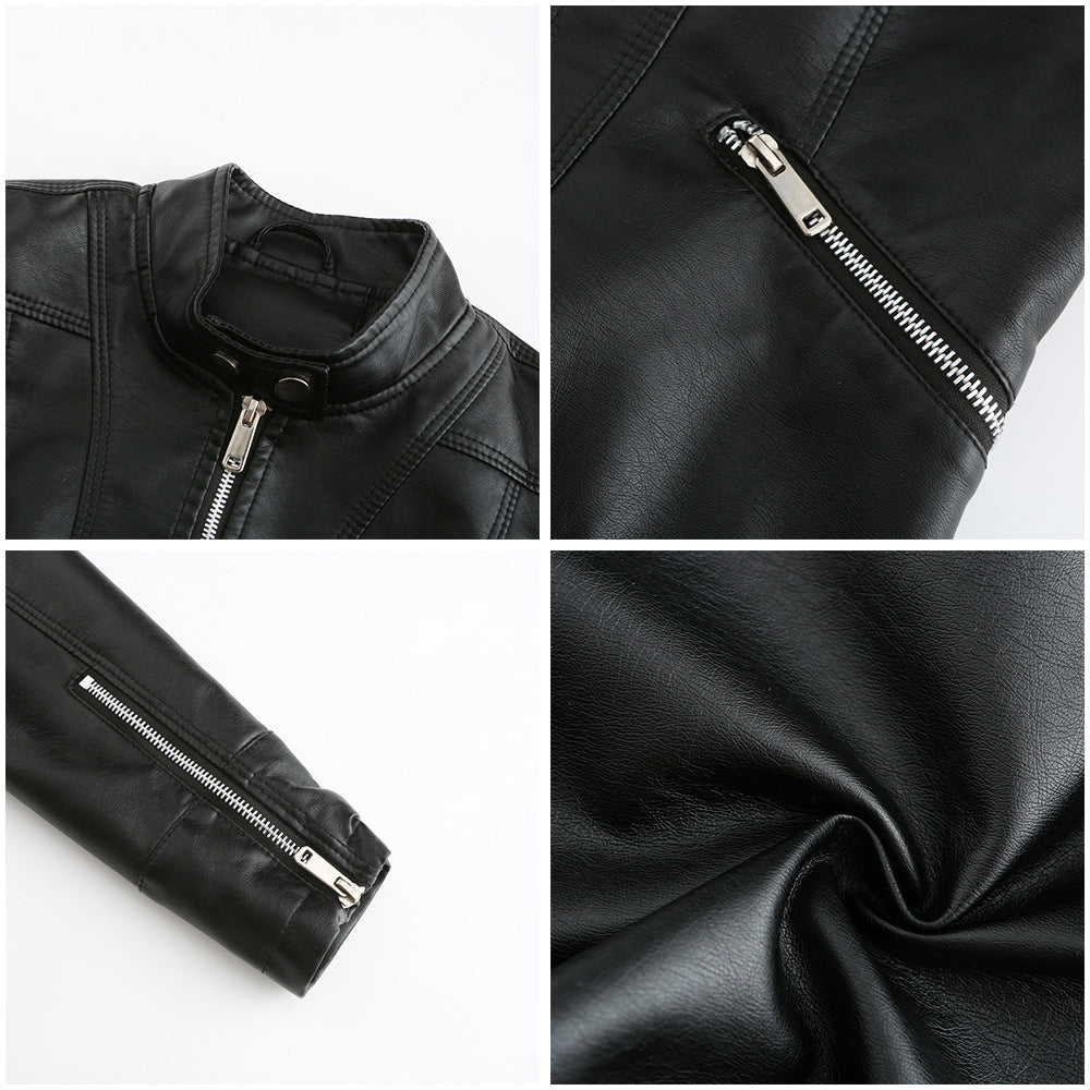 Women's Cropped Leather Biker Jacket